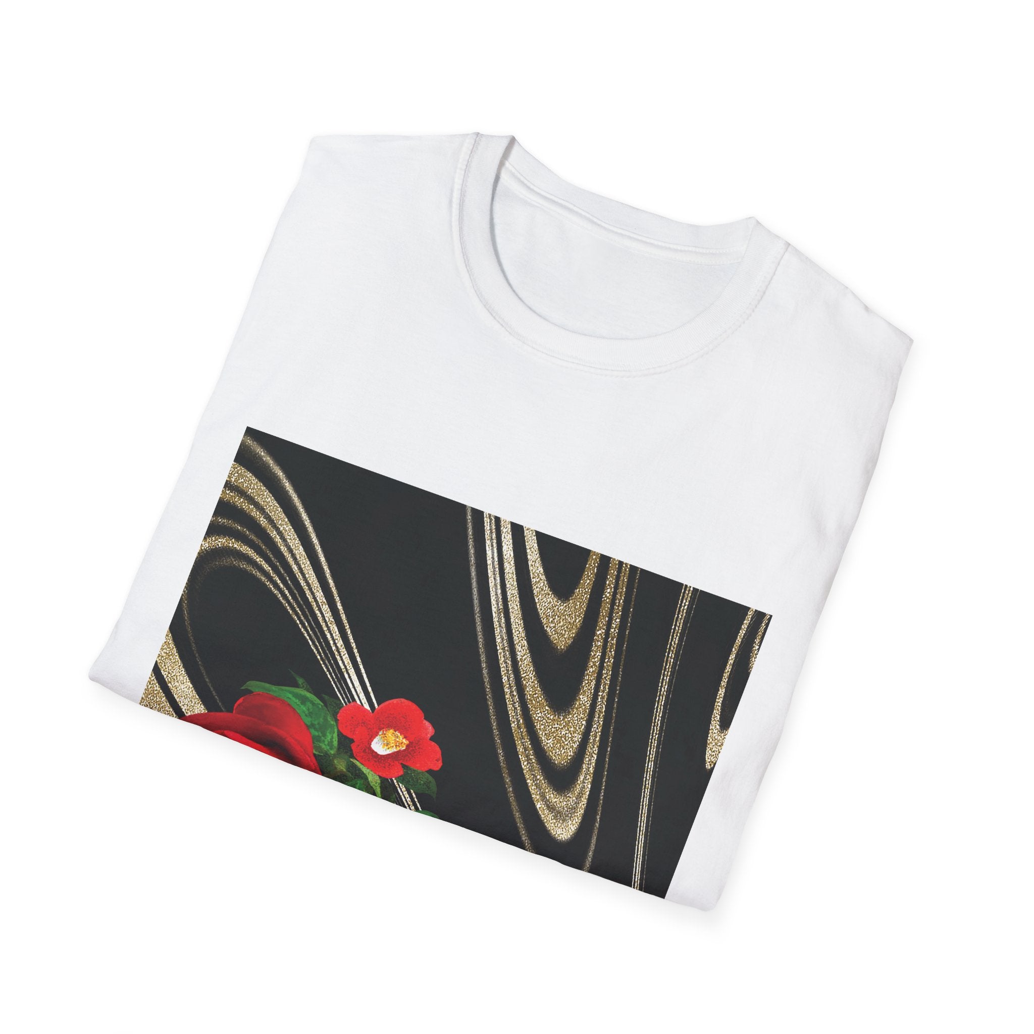 Japan Fusion - Camellia in Milky Wave - Unisex Softstyle T-Shirt | Japanese Apparel