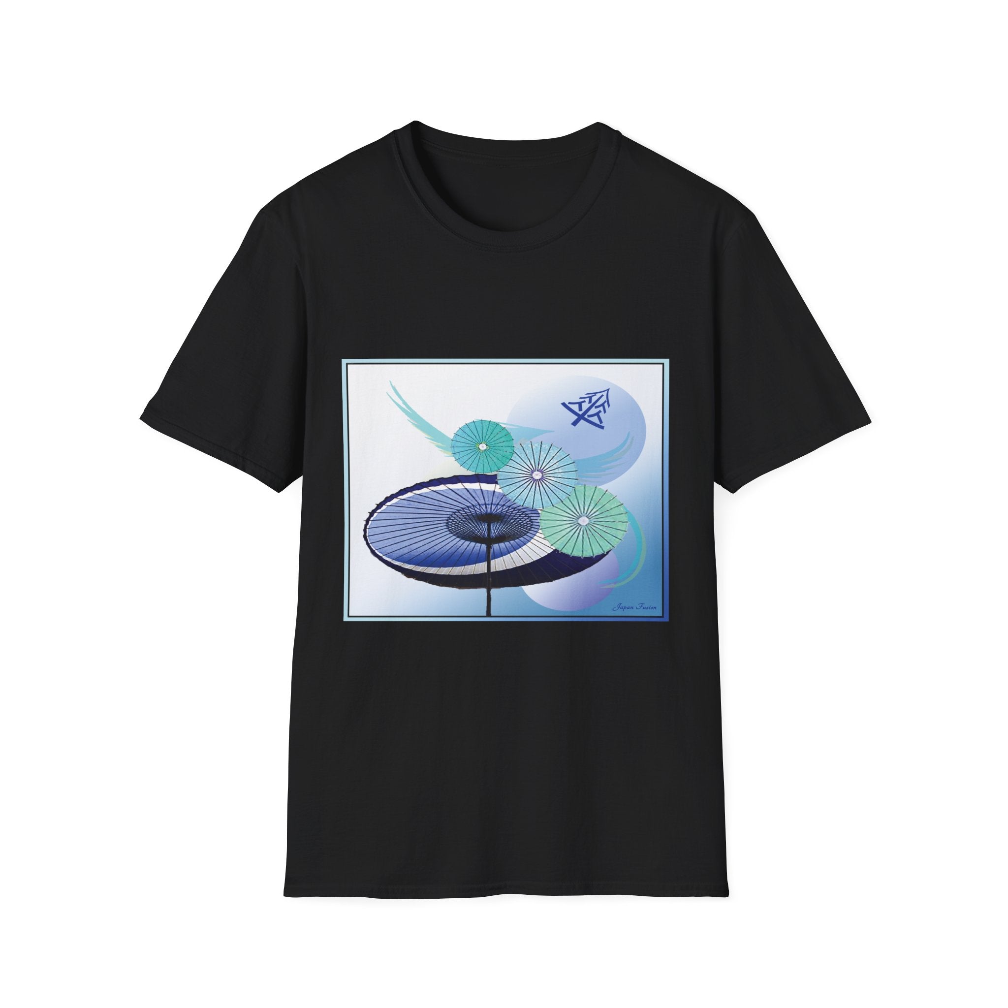 Japan Fusion - Serene Shades of Umbrella - Unisex Softstyle T-Shirt | Japanese Apparel