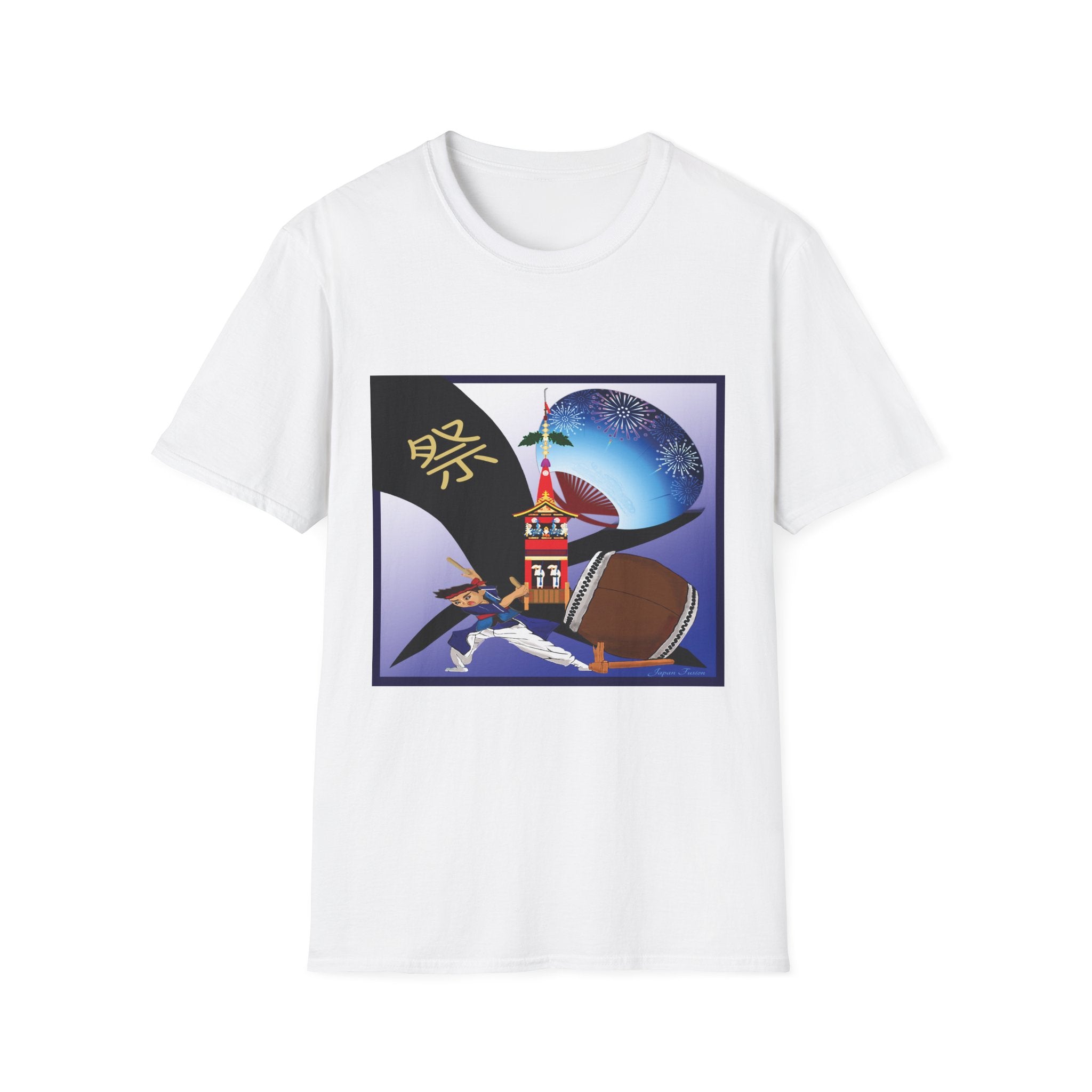 Japan Fusion - Gion Matsuri Taiko - Unisex Softstyle T-Shirt | Japanese Apparel