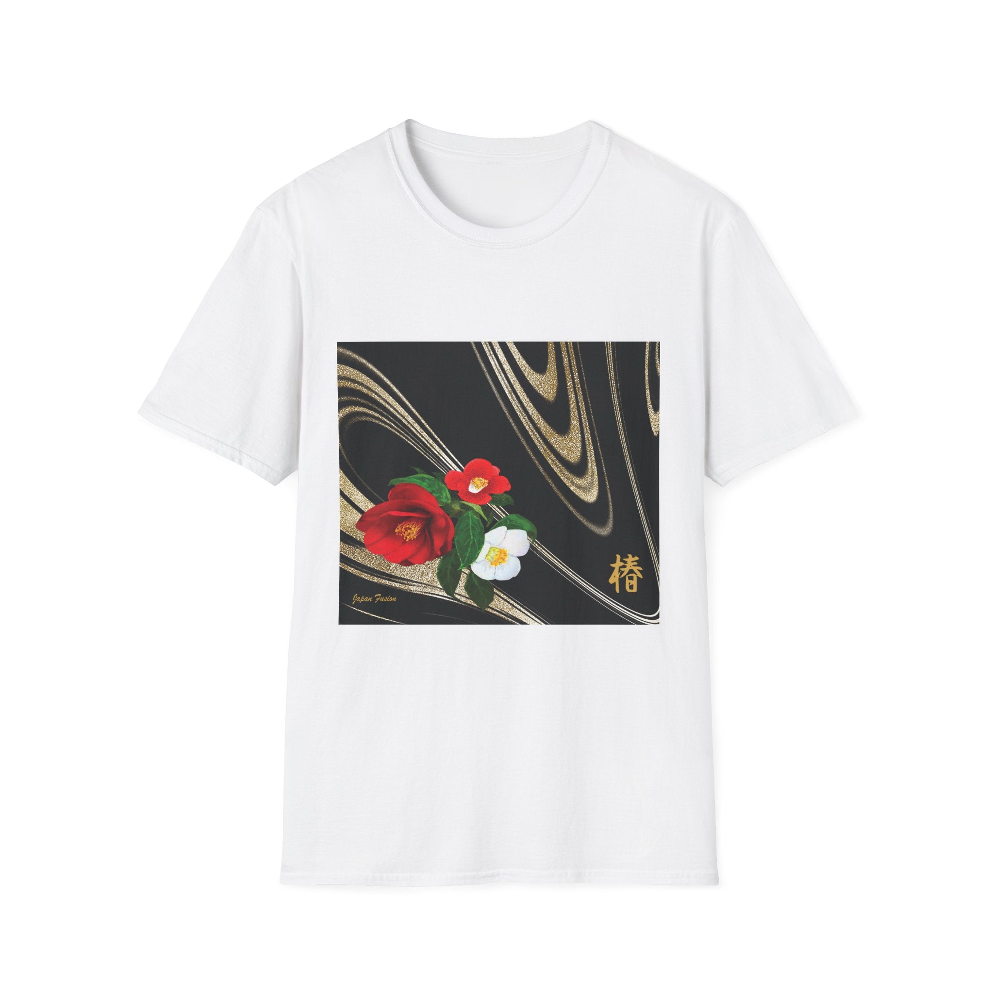 Japan Fusion - Camellia in Milky Wave - Unisex Softstyle T-Shirt | Japanese Apparel