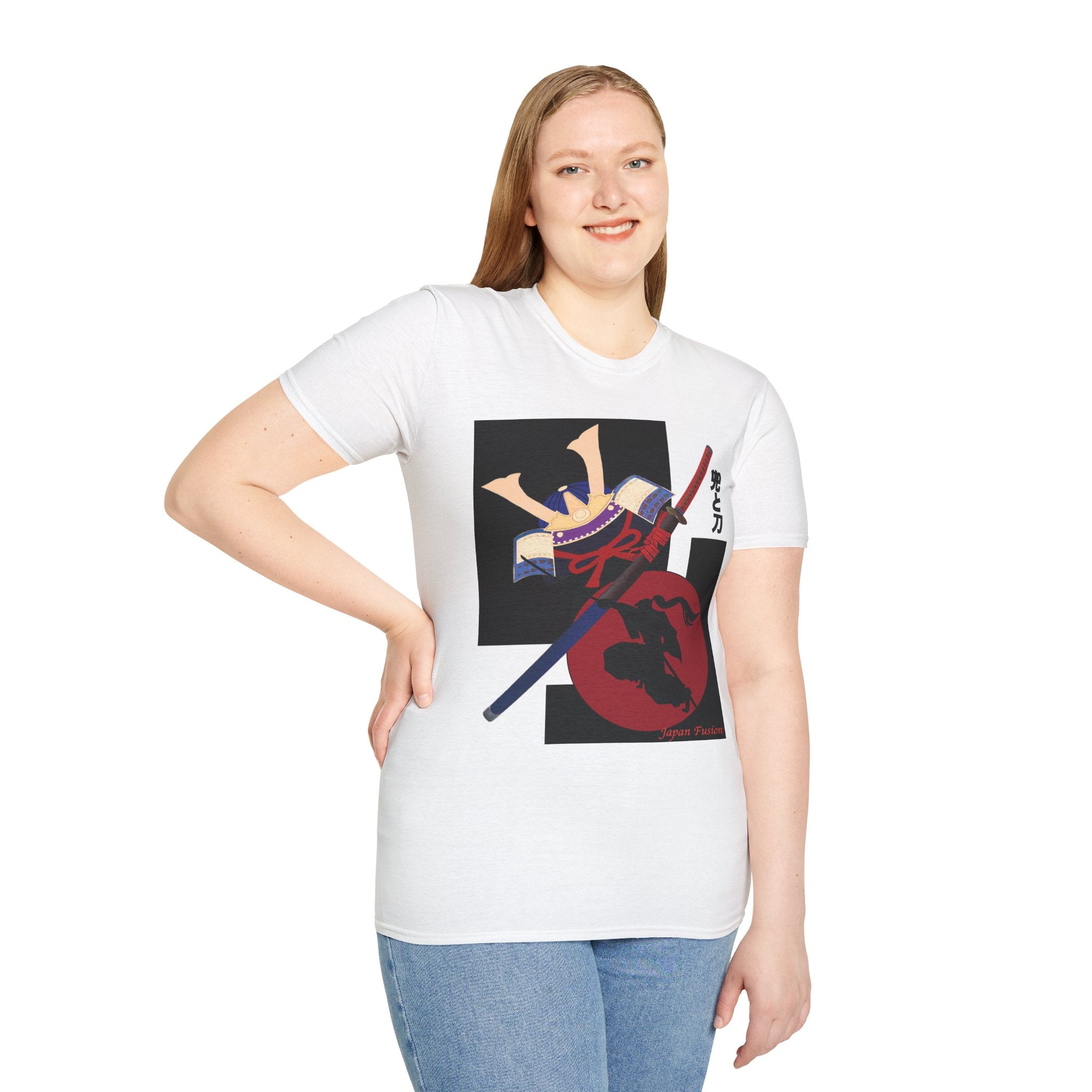 Japan Fusion - Kabuto & Katana - Unisex Softstyle T-Shirt | Japanese Apparel