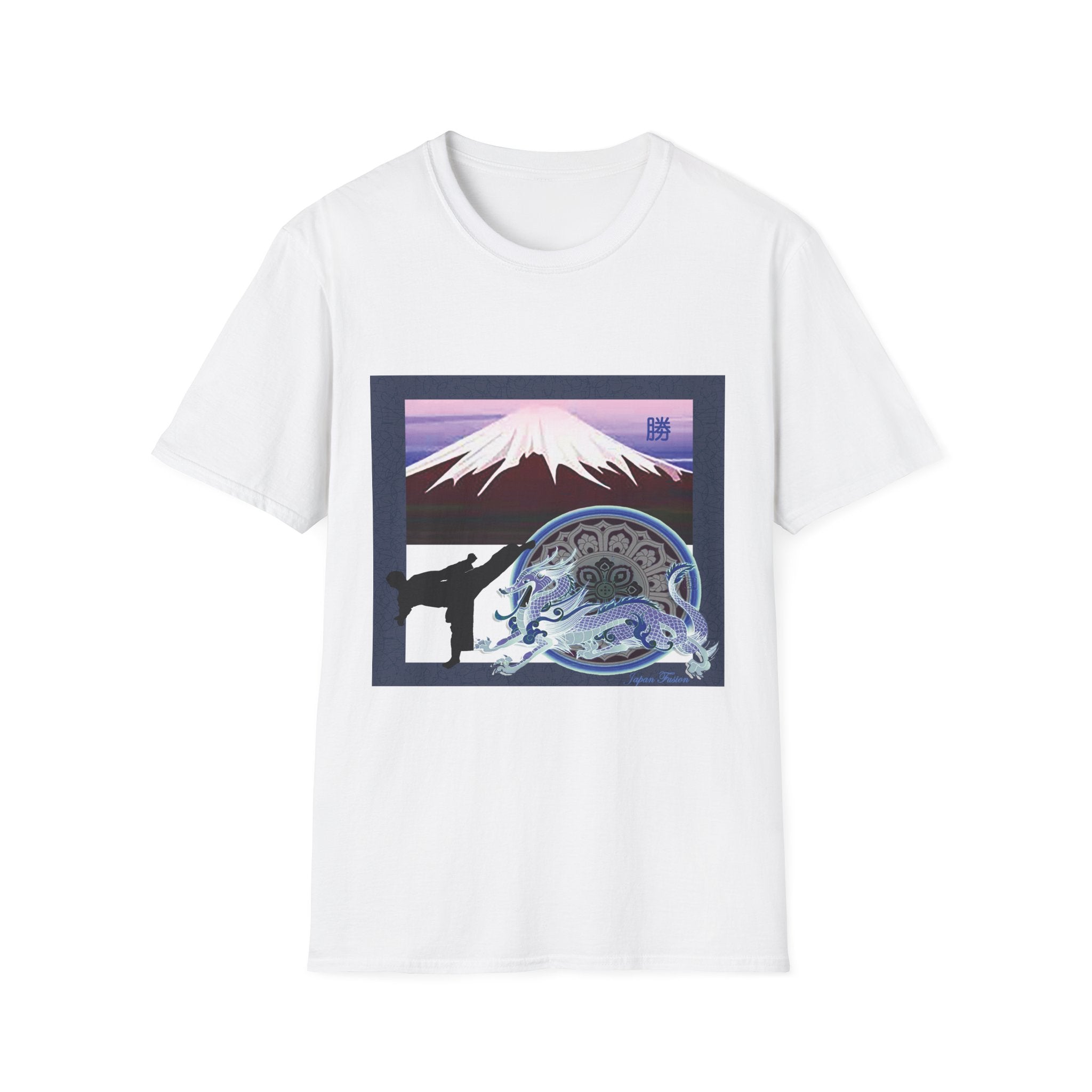 Japan Fusion - Mt. Fuji Triumph (Blue) - Unisex Softstyle T-Shirt | Japanese Apparel