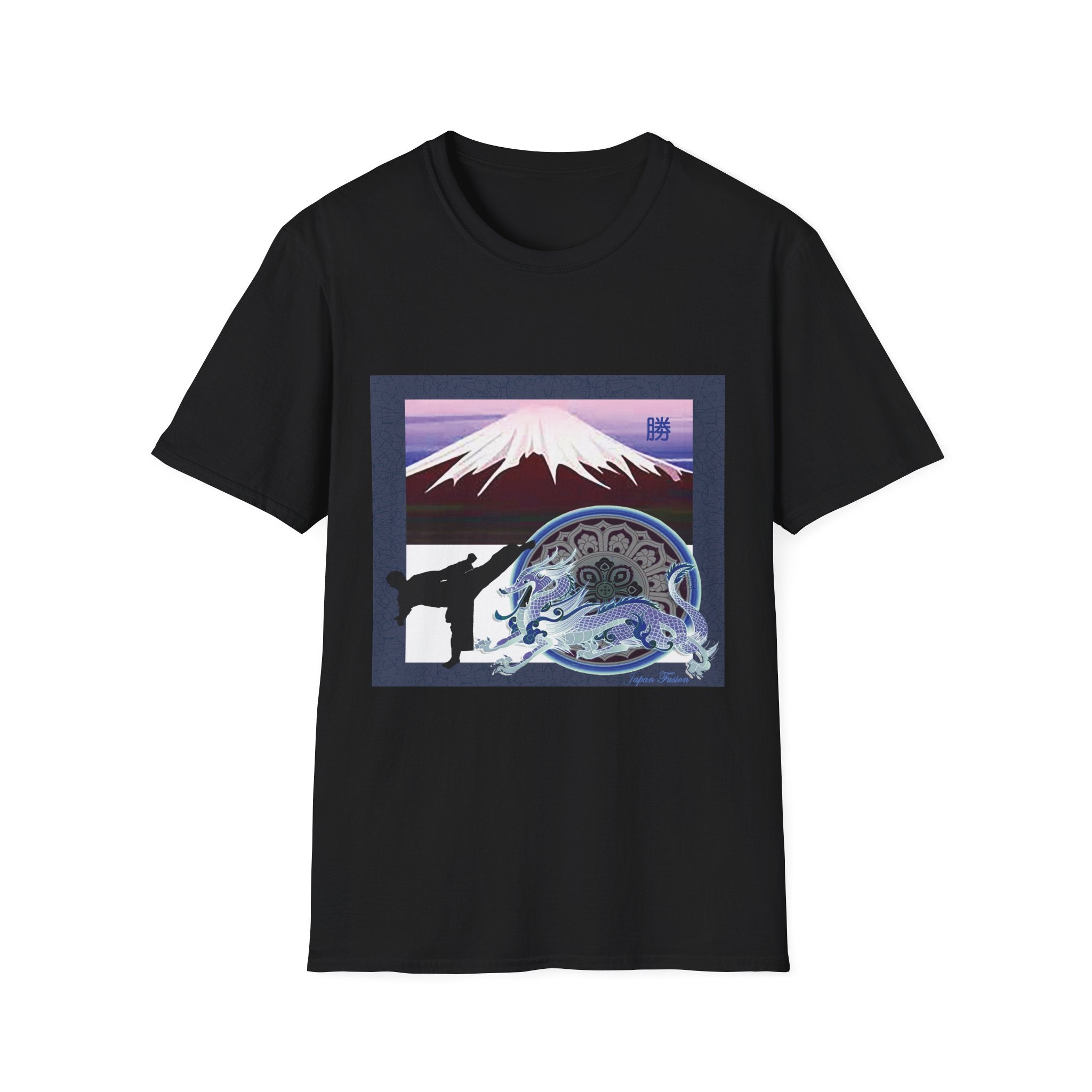 Japan Fusion - Mt. Fuji Triumph (Blue) - Unisex Softstyle T-Shirt | Japanese Apparel