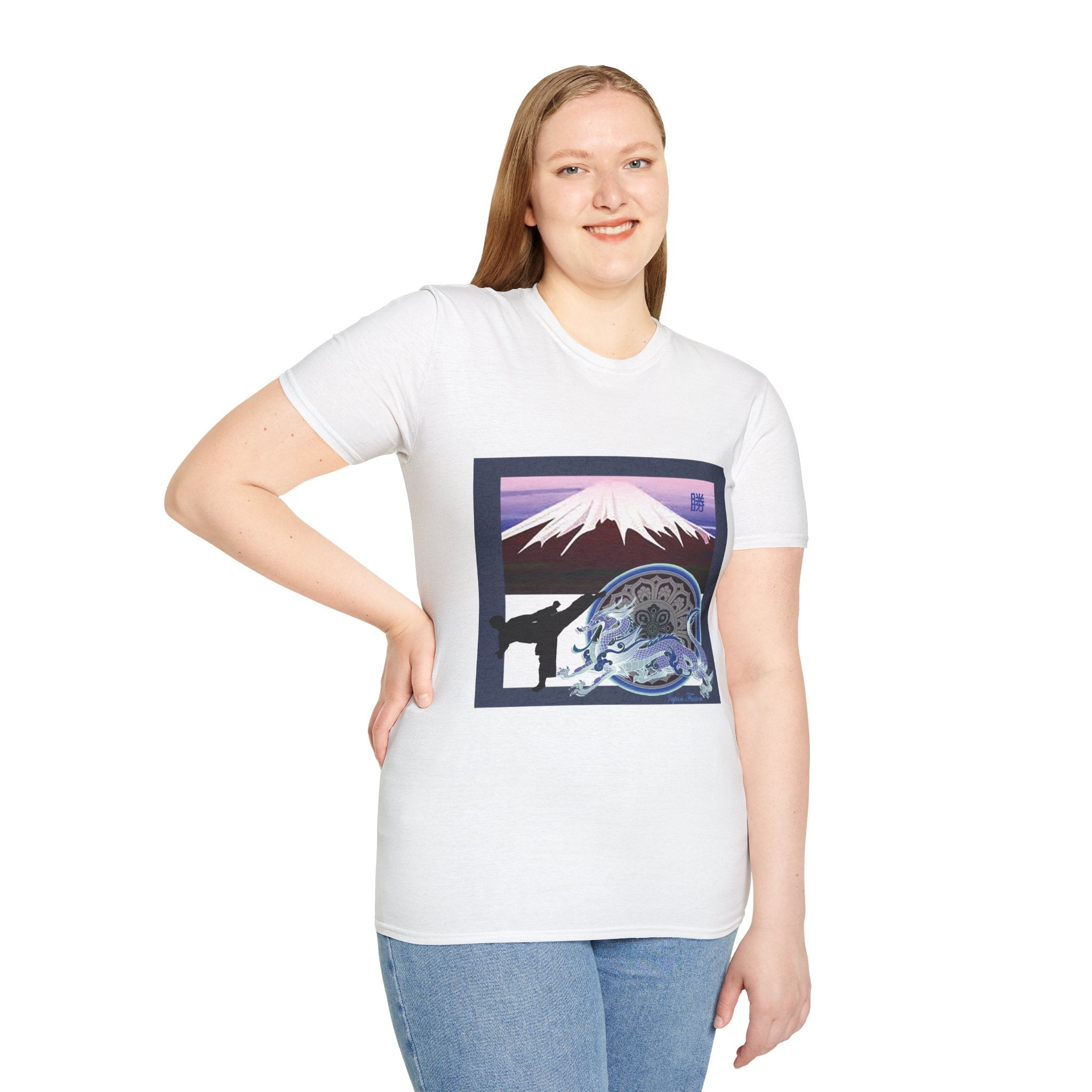 Japan Fusion - Mt. Fuji Triumph (Blue) - Unisex Softstyle T-Shirt | Japanese Apparel