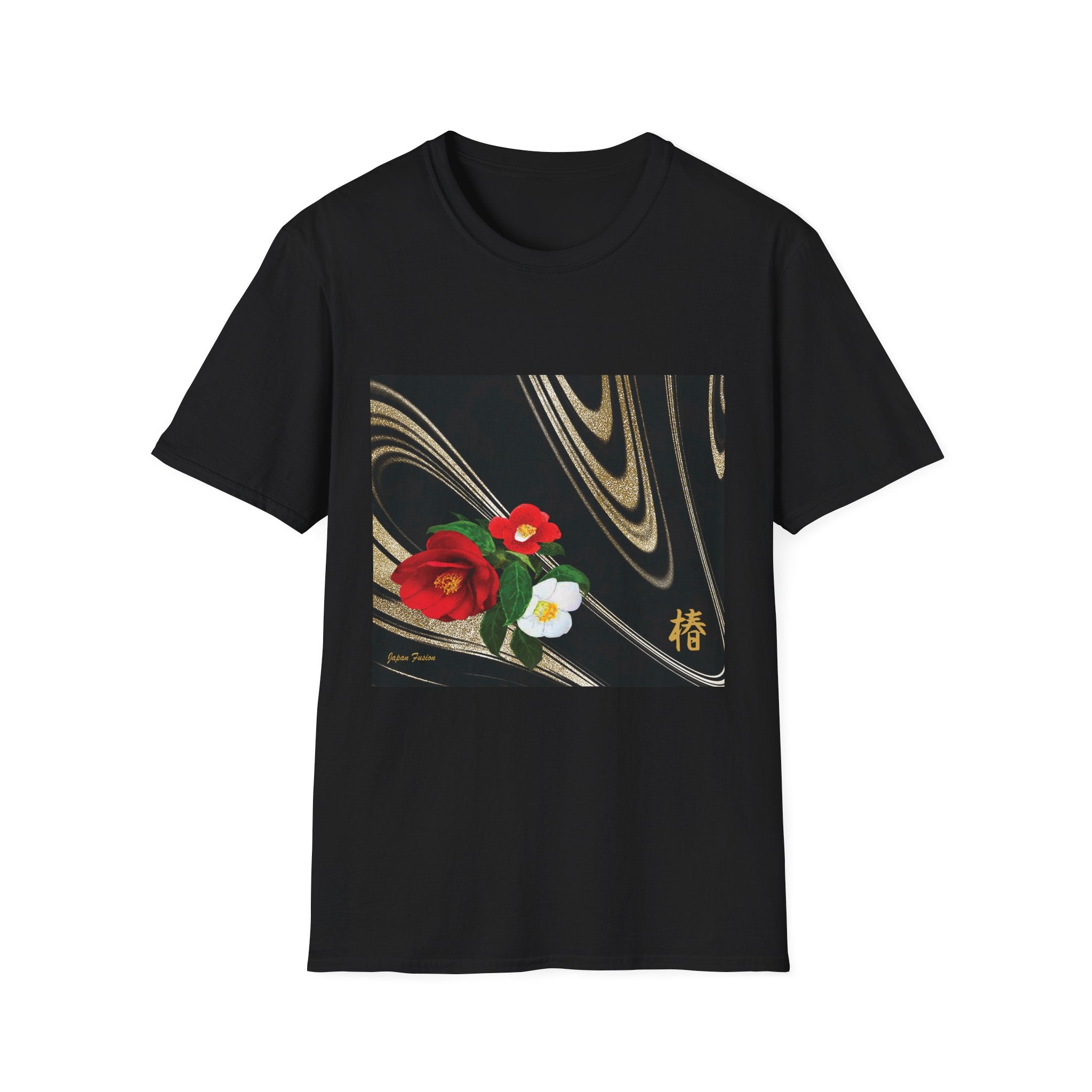 Japan Fusion - Camellia in Milky Wave - Unisex Softstyle T-Shirt | Japanese Apparel