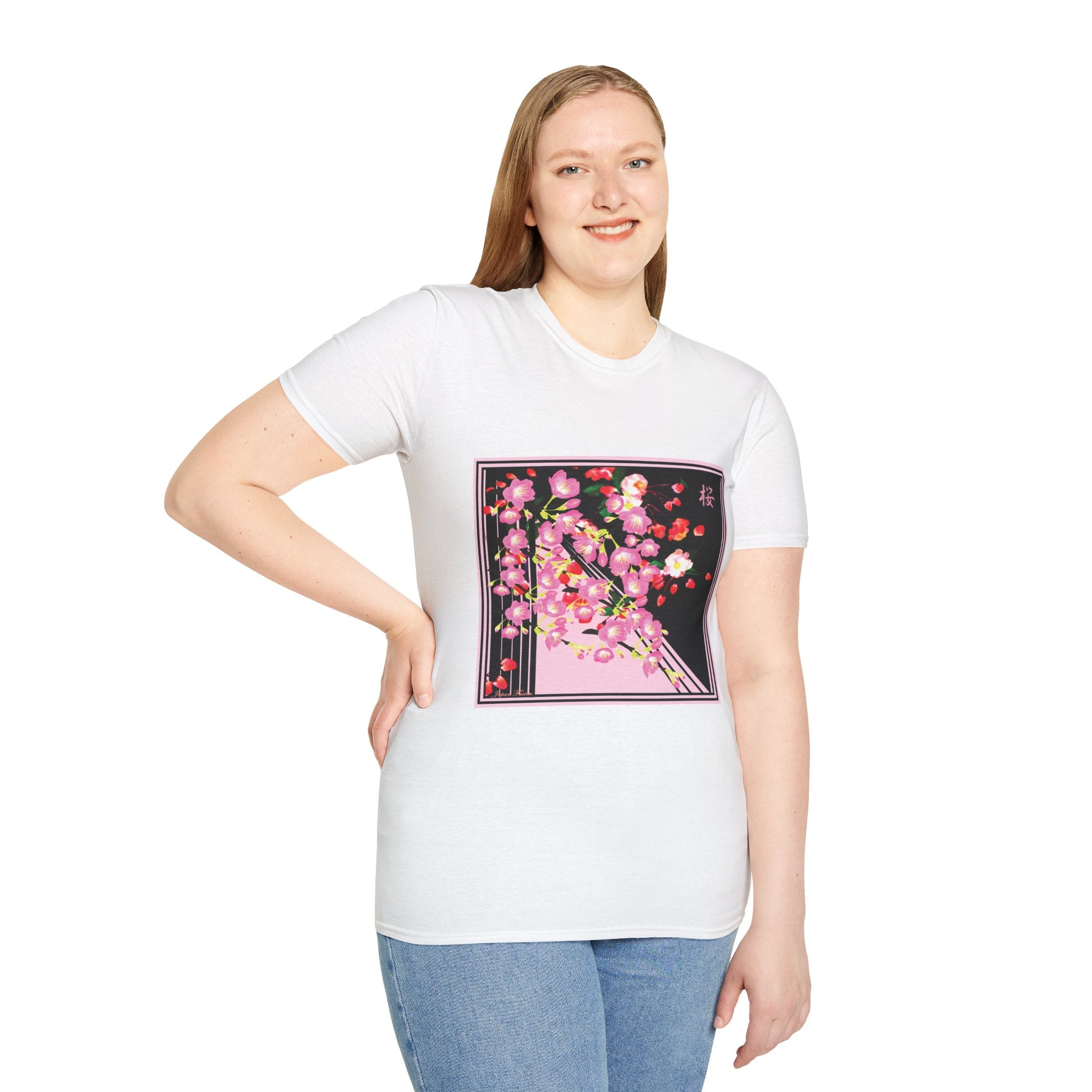Japan Fusion - Linear Sakura - Unisex Softstyle T-Shirt | Japanese Apparel